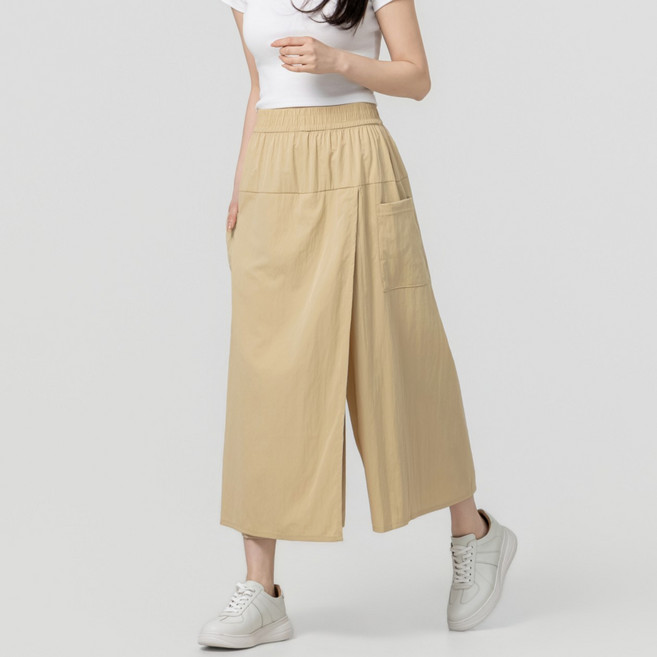 잠끌 와이드 밴딩 랩 치마바지