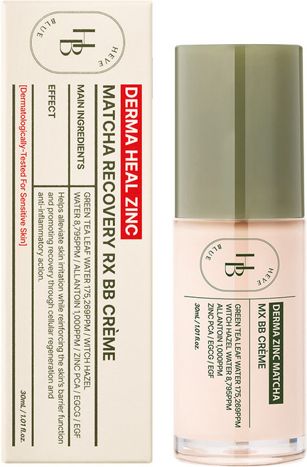 [약국 입점] 헤브블루 더마 징크 피부과 시술 후 재생 말차 비비크림, 1개, 30ml, 1.0 누드