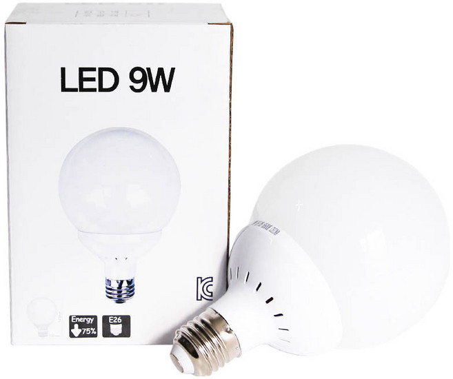 LED 인치구 전구 9W E26 (불투명 하얀빛), 1개, 백색