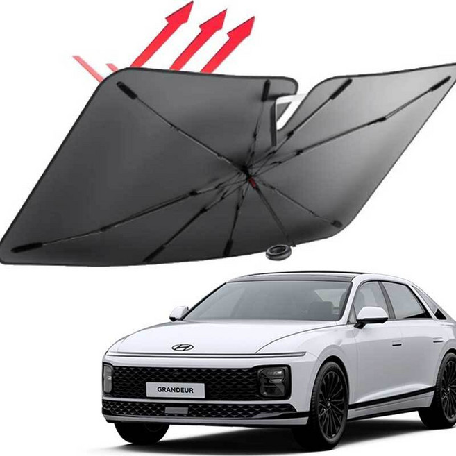 그랜저 햇빛가리개 우산형 앞유리 차량용 차박 ig xg gn7 하이브리드, 링타입 블랙용스용, 1개
