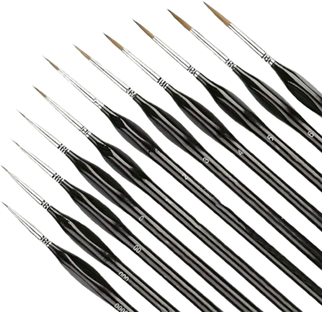 키넬아트 미술용 미세붓 11종 세트(세필붓/디테일붓/아크릴 수채화 전용 브러쉬), 1팩