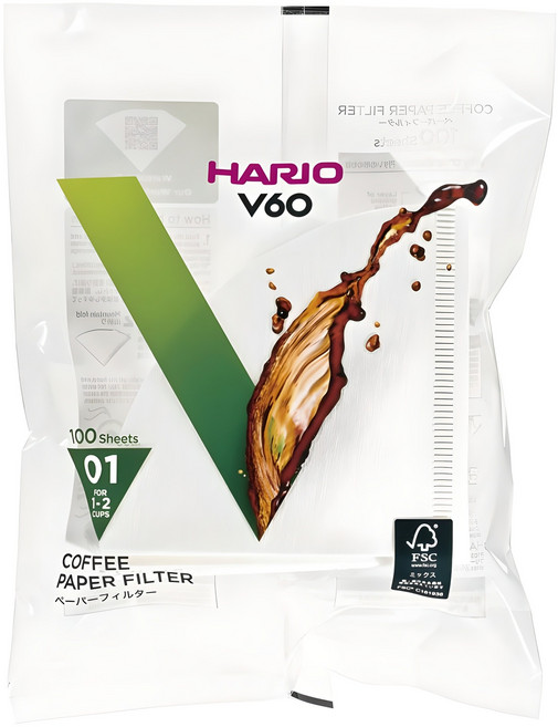 하리오 V60 종이필터 여과지 VCF-01-100W, 100개입, 1개