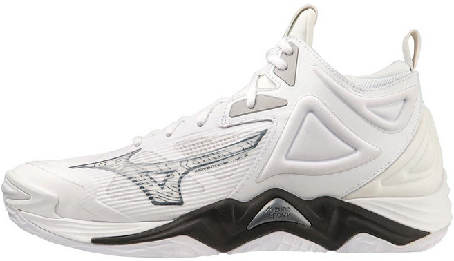 Mizuno 유니 성인용 Wave Momentum 3 미드 유니 배구화 화이트/블랙.