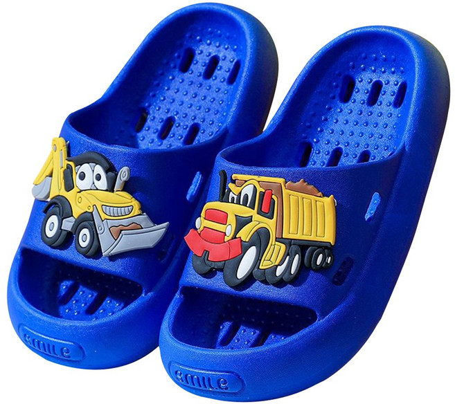 투데이리빙 어린이 캐릭터 욕실 슬리퍼 미끄럼 방지 욕실화 물빠짐 통기 구멍 실내화 볼넓은 도톰 폭신한 화장실 신발, 1개, R98763B(블루