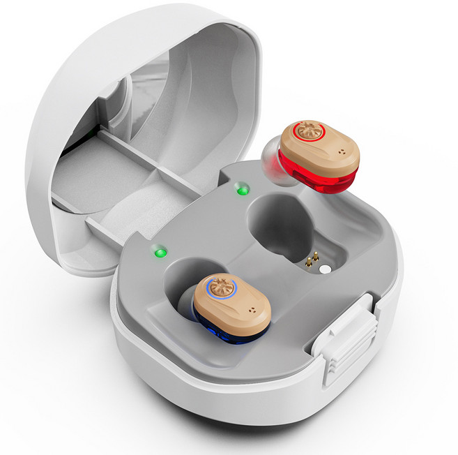스마트 초소형 청력보조기 음성증폭기 맑고 깨끗한 소리 귓속형 이어셋, 1개, 블랙