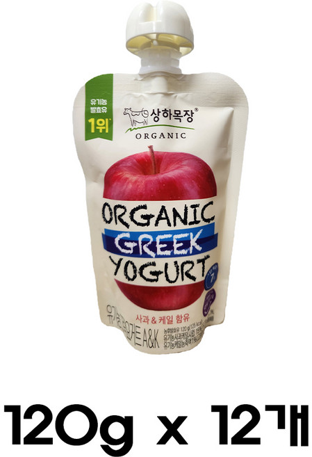 매일 상하목장 유기농 그릭요거트 사과&케일 120g 12개입 1box/냉장무배, 12개