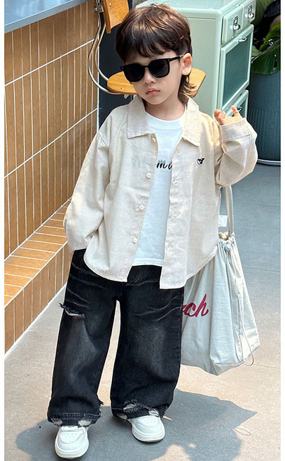 루미팝 남아 아동 긴팔 스트라이프 셔츠 봄가을 얇은 외투 베이비 가을 패션