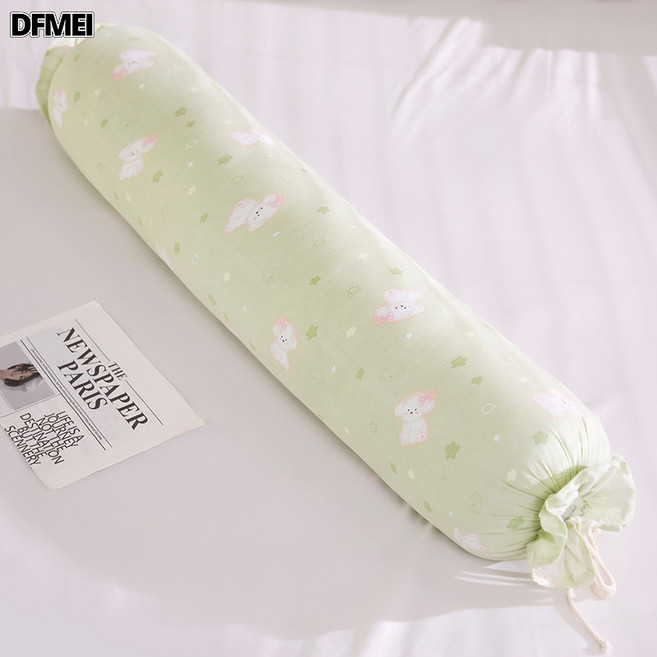DFMEI A類大抱枕純棉糖果圓柱枕頭夏季睡覺側睡夾腿抱枕長條枕女可拆洗, 星星小狗-綠色