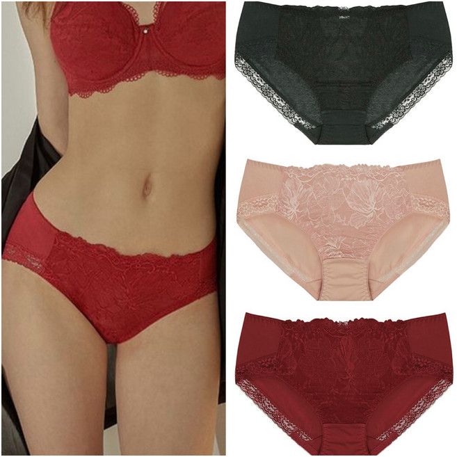 [비너스] 특가상품! 백화점판매1위! 위생적이고 신축성 좋은 면 스판 소재 포인트 레이스 힙 팬티 선물용으로도 추천해요!-동아구미-
