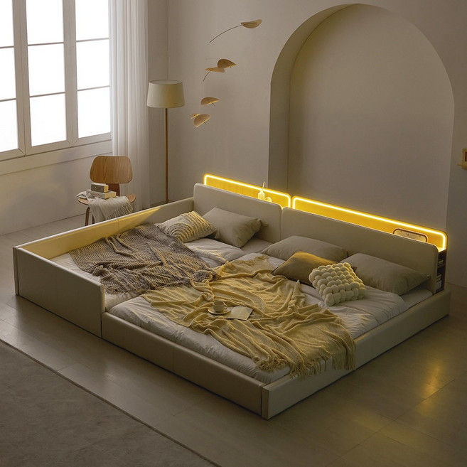 국내제작 인홈 위드유 LED 저상형 패밀리 침대 가드형 B, 그레이