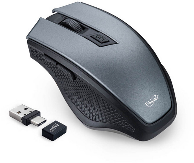 E-BOOKS M72 六鍵式超靜音 USB Type C 雙介面 無線滑鼠 800-1600 DPI