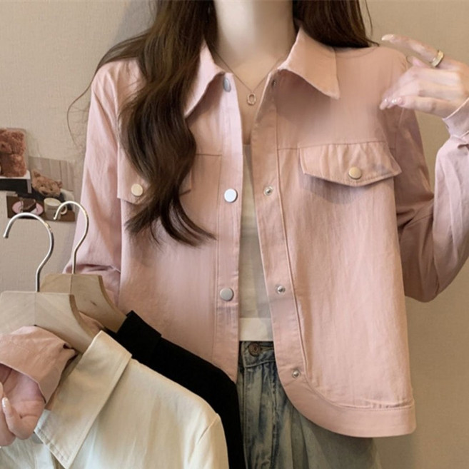 봄여름 간절기 여성용 캐주얼 카고 코트 쇼트자켓 긴팔 카라넥 루즈핏 바람막이 점퍼 얇은 심플 데일리룩