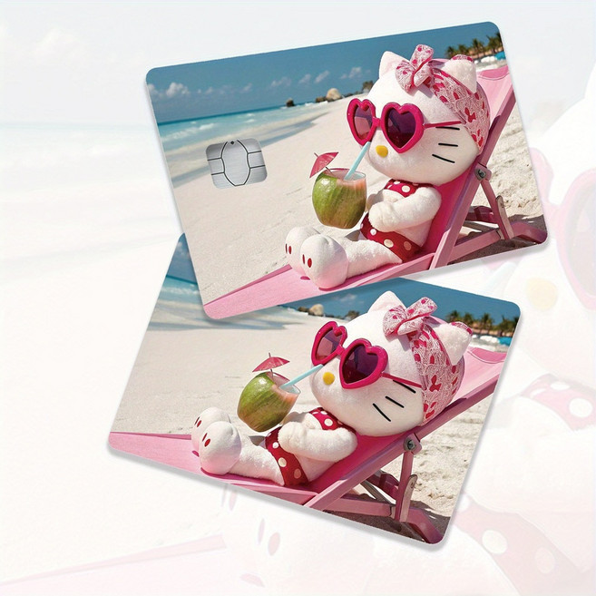 씨플 선글라스헬로키티 긁힘방지 청소년 어린이 교통카드 신용카드 고품질PVC 필름 스킨 스티커 -1장, 키티카드스티커1장