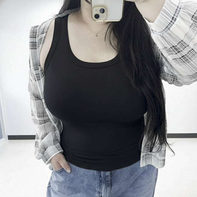 (77-120) 코코 이렇게 이쁜 나시 보셨나요 빅사이즈 골지 신축성짱 이너 레이어드