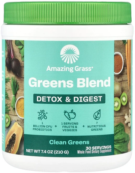 AmazingGrass Greens Blend Detox&Digest Powder 어메이징그라스 그린블렌드 디톡스&다이제스트 파우더210g, 210g, 1개 - 쿠팡
