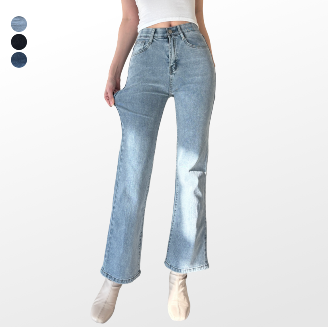 하바우 여성 빅사이즈 히든밴딩 스판 세미 부츠컷 청바지