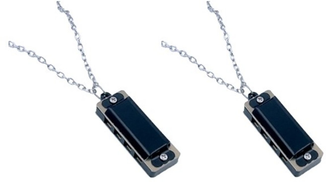 미니 하모니카 목걸이 작은 목걸이형 체인 4홀 8음 악세사리 악기 컬러 펜던트 장난감 선물, 2개