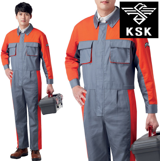 K-711 봄~가을 스즈끼 정비복 회색오렌지 M~4XL 작업복 일체형 근무복 스즈키복 유니폼 빅사이즈 남자 남성 일육
