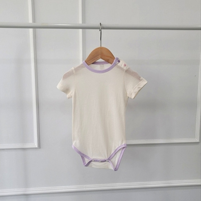 라썸베베 국내생산 반팔 면 메쉬 매쉬 아기 신생아 여름 75 80 90 바디 수트 내복 내의