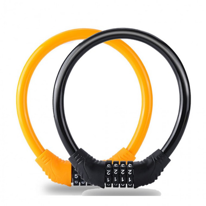 케이블자물쇠 자전거자물쇠 비밀번호 번호키 킥보드 오토바이 도난방지 자전거열쇠 온가드락 와이어자물쇠, 블랙, 1개