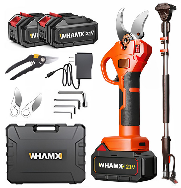 [경농] 21V 60mm 전동가위 충전식 연장대 고지 나무 가지치기 전지가위 풀세트, 1세트