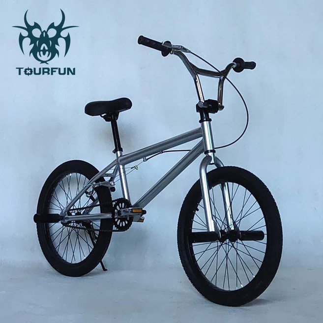 BMX자전거 20인치 입문용 초보 묘기 익스트림, 1개, 1cm, 실버 차 블랙핸들
