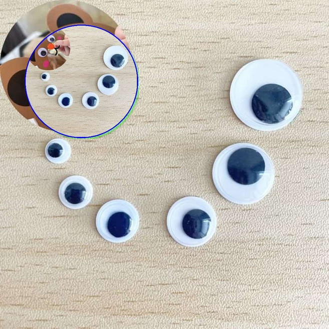 쌍문상회 지금 필요한 유치원 인형눈알 어린이집 재료 100p DIY 인조 모형 만들기 부자재 인형 눈 스티커 눈알 15mm 31872EA, 본상품