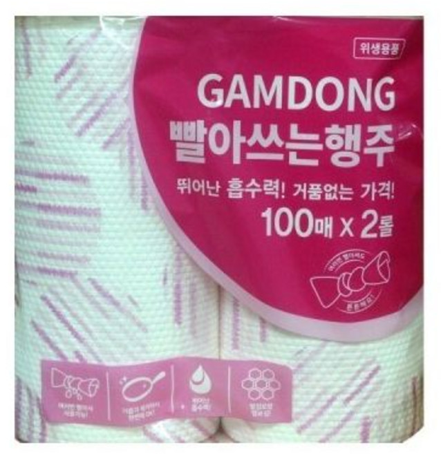 감동 여러번 빨아쓰는 행주 100매 2롤, 2개