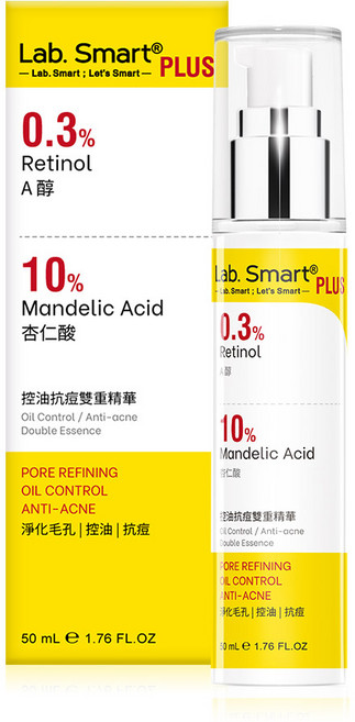Dr.Hsieh達特醫 Lab Smart Plus控油抗痘雙重精華50mL (0.3%A醇+10%杏仁酸), 1件, 50ml, (0.3%維生素A醇+10%杏仁酸)