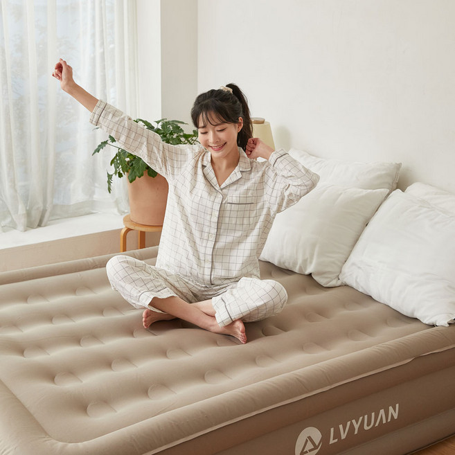 녹원 프리미엄 에어매트 캠핑용 자충매트 야외 휴대용 매트리스 펌프 내장형