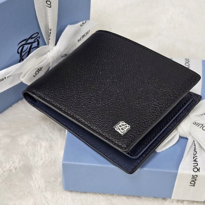 백화점 정품 루이까또즈 블랙 네이비 투톤 스티치 포인트 남성 반지갑 (선물포장)