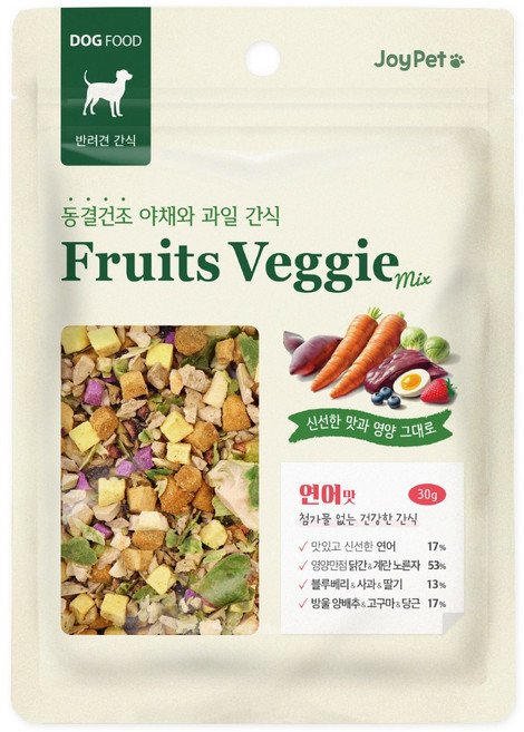 조이펫 강아지간식 동결건조 야채와 과일 연어 30g, 1개
