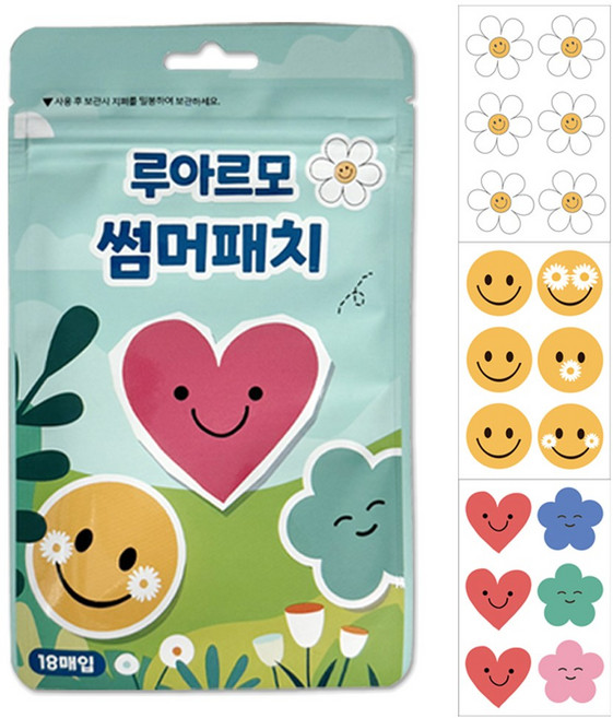 루아르모 날벌레 기피제 썸머패치 스티커 18p, 혼합색상, 1개