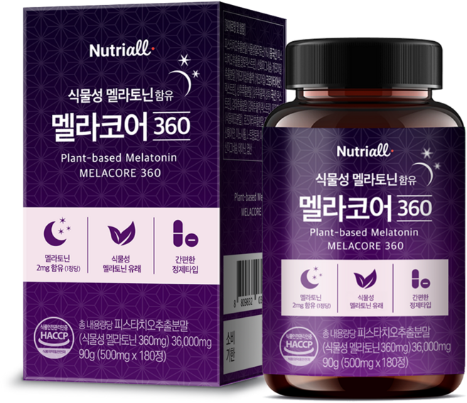 뉴트리올 식물성 멜라토닌 함유 멜라코어 360 90g, 1개, 180정