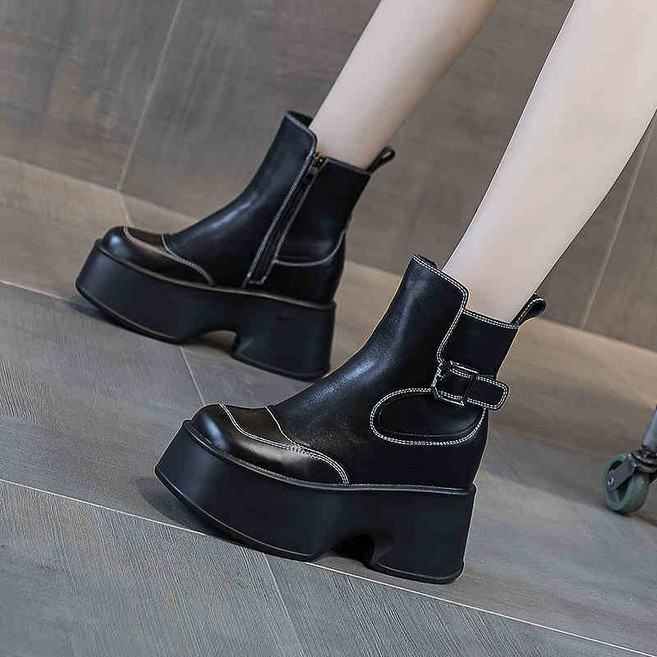 웨지 앵클부츠 여성 스몰사이즈 소가죽 기모가죽 부츠 215