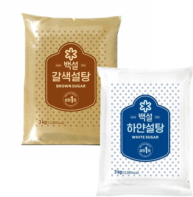 CJ 백설 하얀설탕 3kg + 갈색설탕 3kg, 6kg, 1세트
