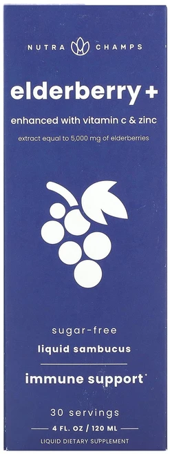 NutraChamps Elderberry+ Enhanced with Vitamin C & Zinc Natural Berry 4 fl oz 120 ml, NutraChamps, Elderberry+, Enha, 120ml, 1개 - 쿠팡