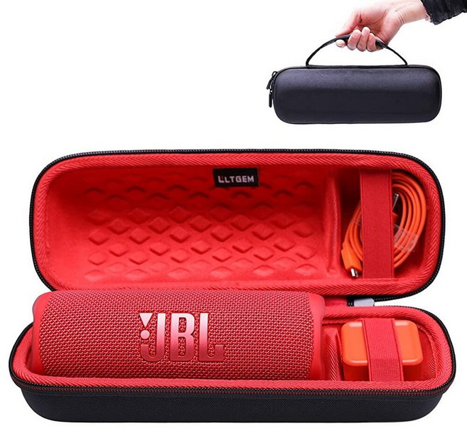 L LTGEM JBL FLIP 5 방수 휴대용 블루투스 스피커용 하드 케이스 (그린) 89056, For JBL Flip 7 / 5 / 6 / Grip, 1. 블랙+레드