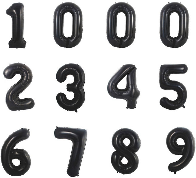 숫자풍선 16인치, 12p, 블랙