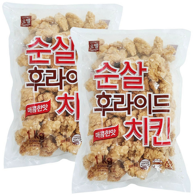 오뗄 순살 후라이드 치킨 1kgx2봉, 1kg, 4개
