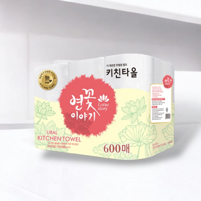 더 깨끗한 키친타올 100매 6롤 연꽃이야기 프리미엄 주방타올, 1