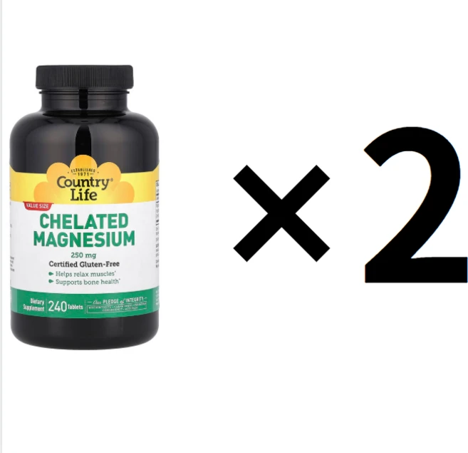 컨트리라이프 킬레이트 마그네슘 250mg 240정, 2병 - 쿠팡