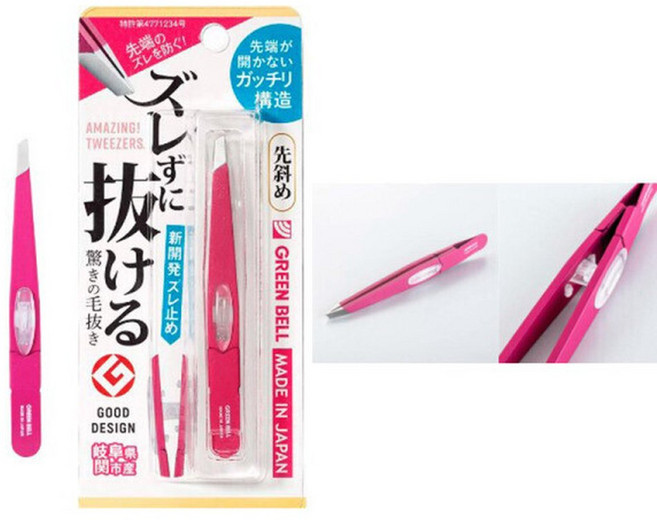 일본 그린벨 GT-231 족집게 집게 핀셋 어긋나지 않고 빠지는 놀라운 족집게 사선형(로즈핑크) 당일4시발송, 1개, 로즈핑크