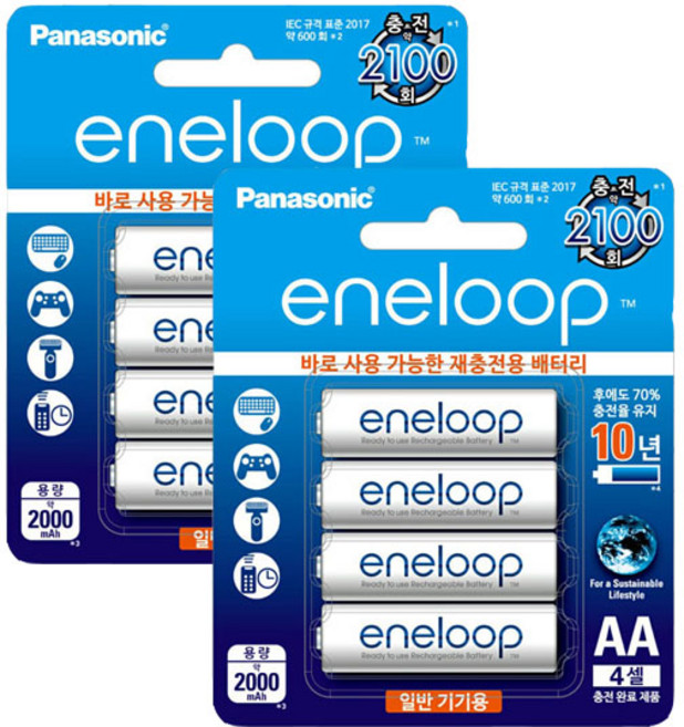 파나소닉 에네루프 AA 충전지, 4개입, 2개
