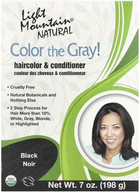 라이트마운틴 컬러 더 그레이 천연 모발 컬러 및 컨디셔너 검정 7 온스 (198 g), 1개 - 쿠팡