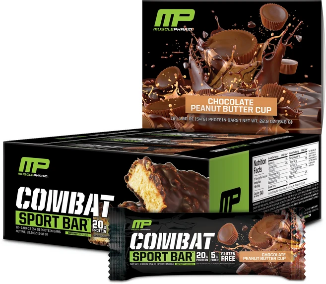 머슬팜 컴뱃 크런치 스포츠 프로틴 바 초콜릿 피넛 버터 컵 12개입, 648g, 1개 - 쿠팡