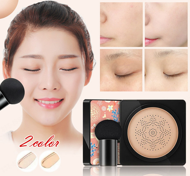 버섯머리 퍼프 촉촉한 쿠션 BB 피부미인을 위한 고급스러운 메이크업, 타입2 그린(내추럴 베이지)*1+  그린(아이보리)*1, 1개