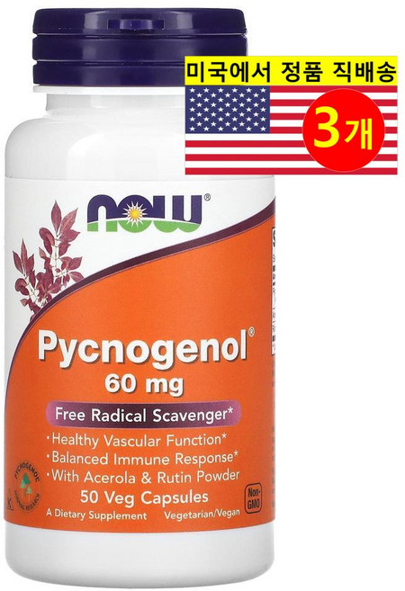 나우푸드 피크노제놀 60mg 베지캡슐 50정x3통, 50정, 3개