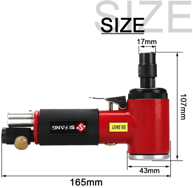 SI FANG 미니 에어 앵글 다이 그라인더 90도 공압 연삭기 폴리 셔 밀 조각 도구 세트 20000RPM 차단, 02 red air grinder, 1개