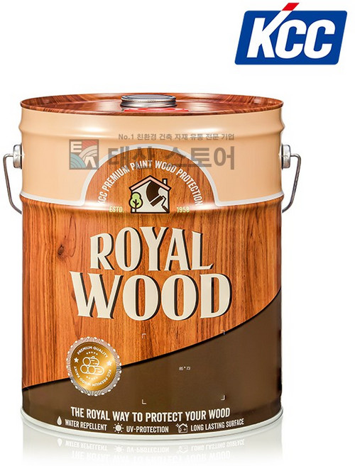 KCC 로얄우드 유성 원목 저취형 목재 페인트 데크 가구 펜스 벤치 자외선차단, 로얄크리어, 900ml, 1개
